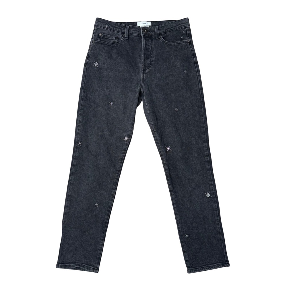 Pistola Star Embroidered Jeans Women 29 Charcoal Grey Excellent High Rise Skinny